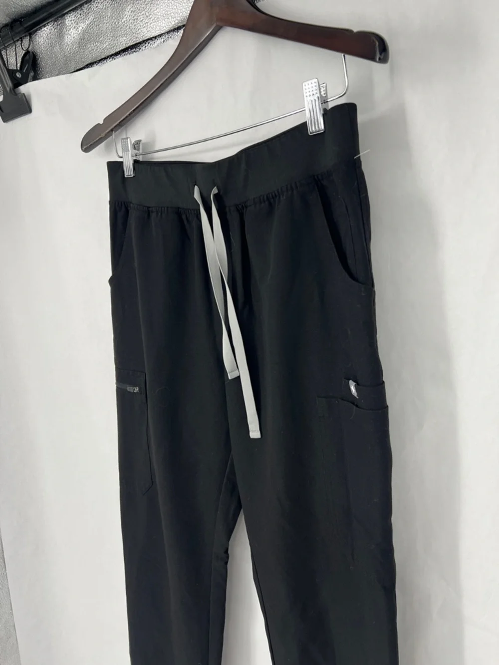 Figs Black Jogger Pants with Light Gray Drawstring